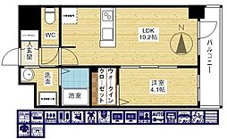 S-RESIDENCE東三国amante 9階1LDKの間取り