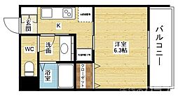 プロスパー十三 1Kの間取図画像