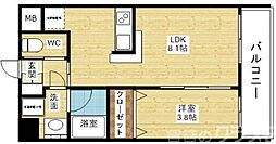 ディームス御幣島 1LDKの間取図画像