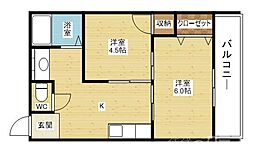 ハイツエルソール 2Kの間取図画像