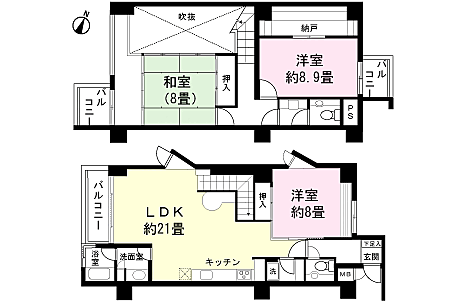 間取り トゥインクス強羅Ｂ 5階/-