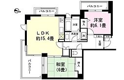 グランヴェール強羅A棟 2LDKの間取図画像