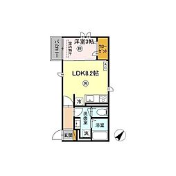 エストレアＡ 2階1LDKの間取り