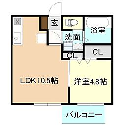 メゾンK 1LDKの間取図画像