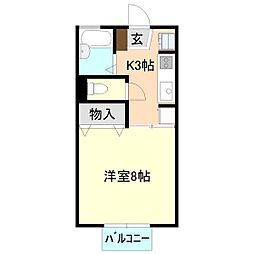 プロヴァンス天久保 1Kの間取図画像