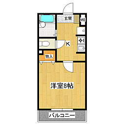 トップアスリート2 1Kの間取図画像