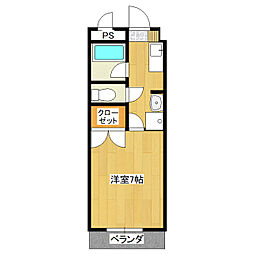 エスペーラドーモ2 1Kの間取図画像