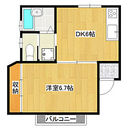 アドラシオン春日 1DKの間取図画像