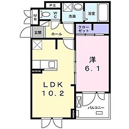 カッツェ 2階1LDKの間取り