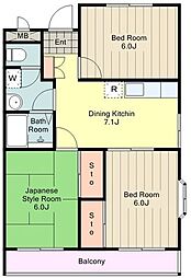 サンヴィラ 3階3DKの間取り
