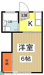 ハイツ石川 2階1Kの間取り