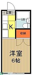 磯沼ハイツ 1階1Kの間取り