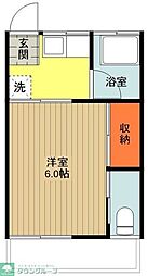 第6美多摩コーポ 2階1Kの間取り