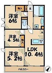 ソフィアウエスト 3階3LDKの間取り
