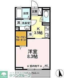 ヴィクトワール 3階1Kの間取り