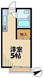 サンウッドメイツ85 2階1Kの間取り