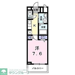 ランタナ 2階1Kの間取り