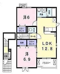 エスポワール 2階2LDKの間取り