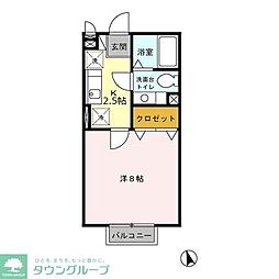 ＳＴ北野 2階1Kの間取り