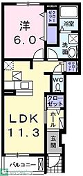 ノース　プリムラ 1階1LDKの間取り