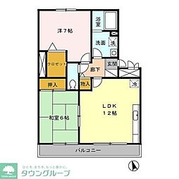 グリーンコート 2階2LDKの間取り