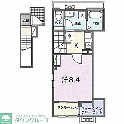 ラフレシール 2階1Kの間取り