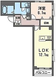 ラヴィル　アール 1階1LDKの間取り