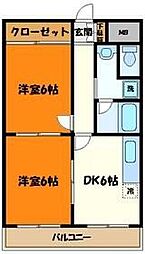 ライブトピア高尾 3階2DKの間取り