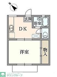 パークピュア小宮II　Ａ 2階1Kの間取り