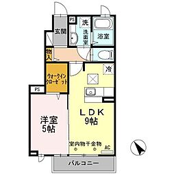 セジュールコトCD 1階1LDKの間取り