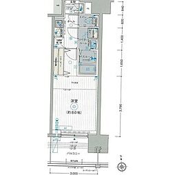 エステムコート東京八王子 4階1Kの間取り