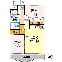 レジデンス山崎 2階2LDKの間取り