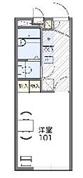 レオパレスアムリタ 2階1Kの間取り