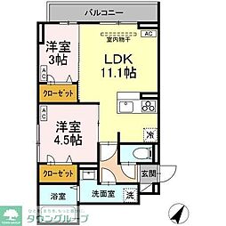 D-ROOM散田町 2階2LDKの間取り