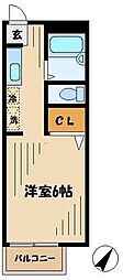 リーベン奈航詩 1Kの間取図画像
