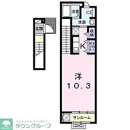 インハーリット 1Kの間取図画像