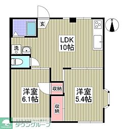 リブレス相模原 2DKの間取図画像