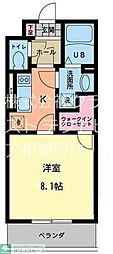 オリエンス2 1Kの間取図画像