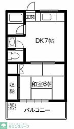 岡部コーポ 1DKの間取図画像