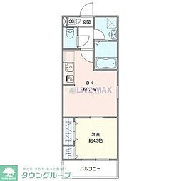 ジーメゾン西八王子 1DKの間取図画像