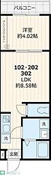 エーグル 1LDKの間取図画像
