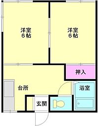 コーポサングリーン 2DKの間取図画像