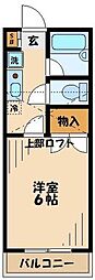 アプリコットハイムB 1Kの間取図画像
