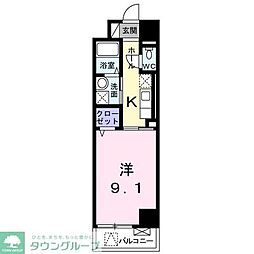 グランディール・南大沢 1Kの間取図画像