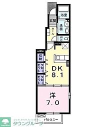 カーサ・プラシード 1DKの間取図画像