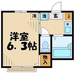ルピナスコート 1Kの間取図画像