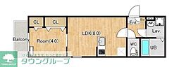 相模原市中央区矢部2丁目アパート 1DKの間取図画像