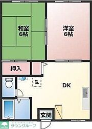 ジュネス西八 2DKの間取図画像
