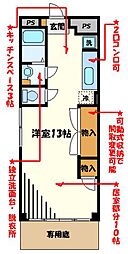 スカイコーポB ワンルームの間取図画像