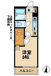レオパレスさざんか 1Kの間取図画像